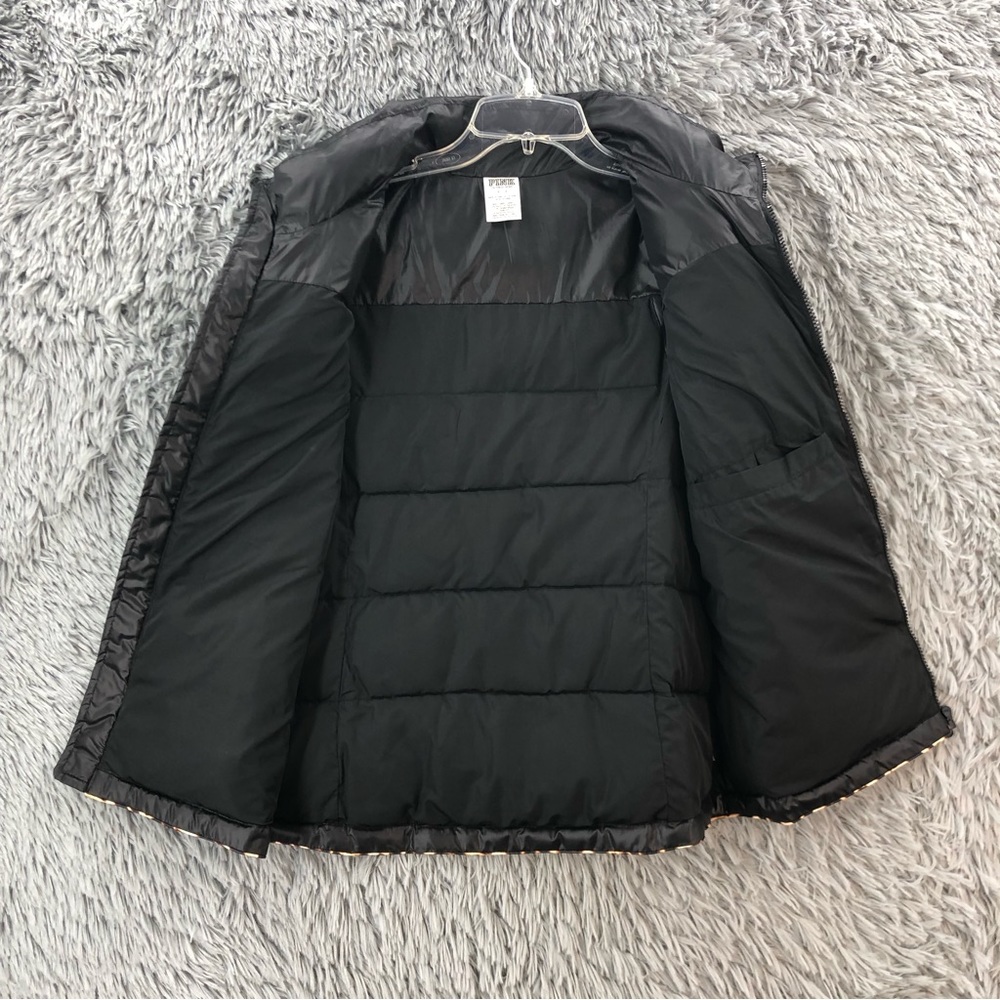 Pink Victorias Secret Jacket Small Black Puffer Full Zip Vest Cheetah Accent - Picture 12 of 12